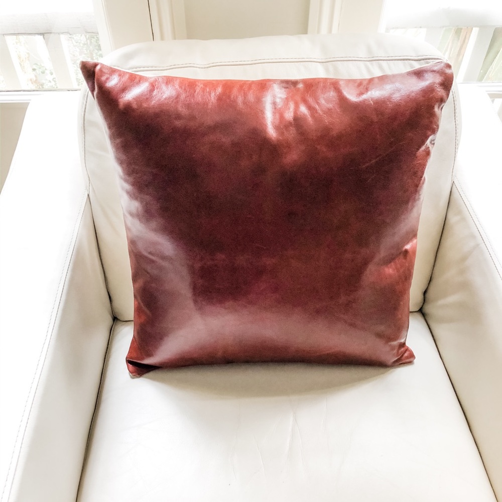Rejuvenation leather pillow cover + insert